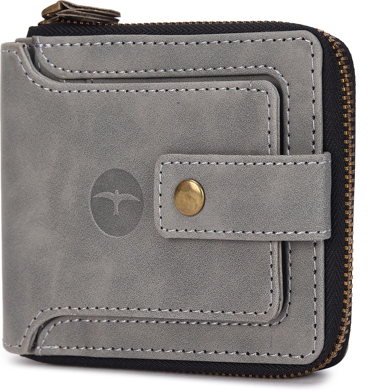 BULLFINCH Men Evening/Party, Trendy Grey Artificial Leather Wallet(8 Card Slots)