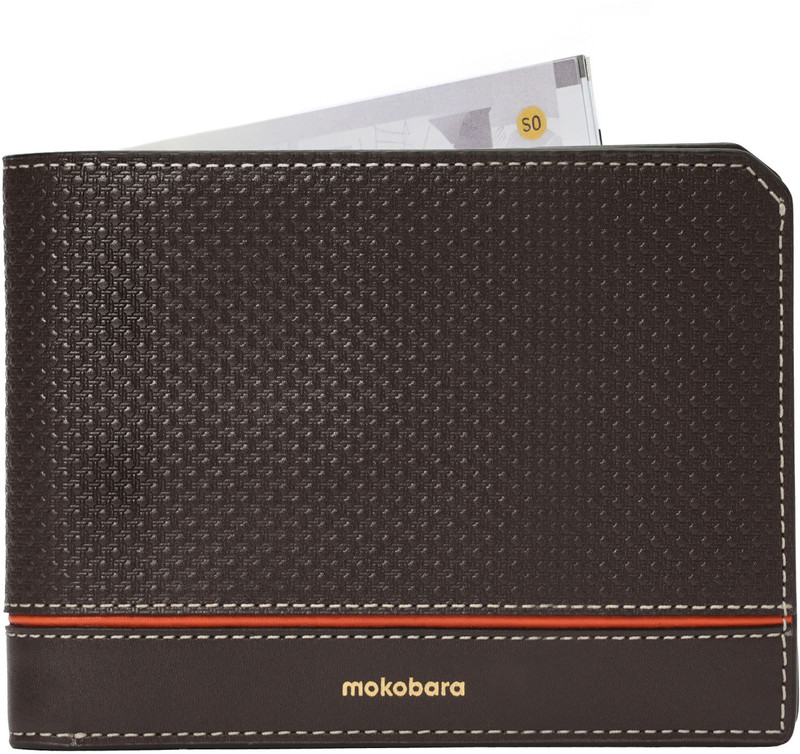 Mokobara Men Casual Brown Genuine Leather Wallet(6 Card Slots)
