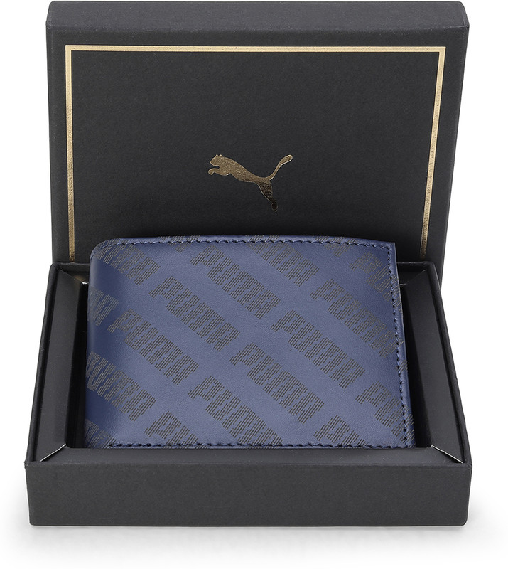PUMA Men Blue Genuine Leather Wallet(4 Card Slots)