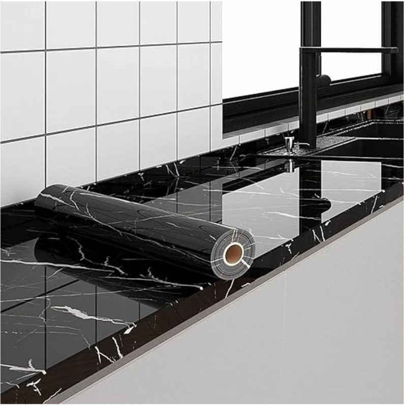 SellNest 200 cm x 60 cm Waterproof Decorative Vinyl Wallpaper(Black)
