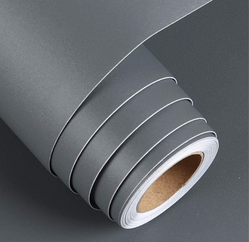 KANAKWALLMATE 30 cm x 121 cm Waterproof Decorative Vinyl Wallpaper(Grey)