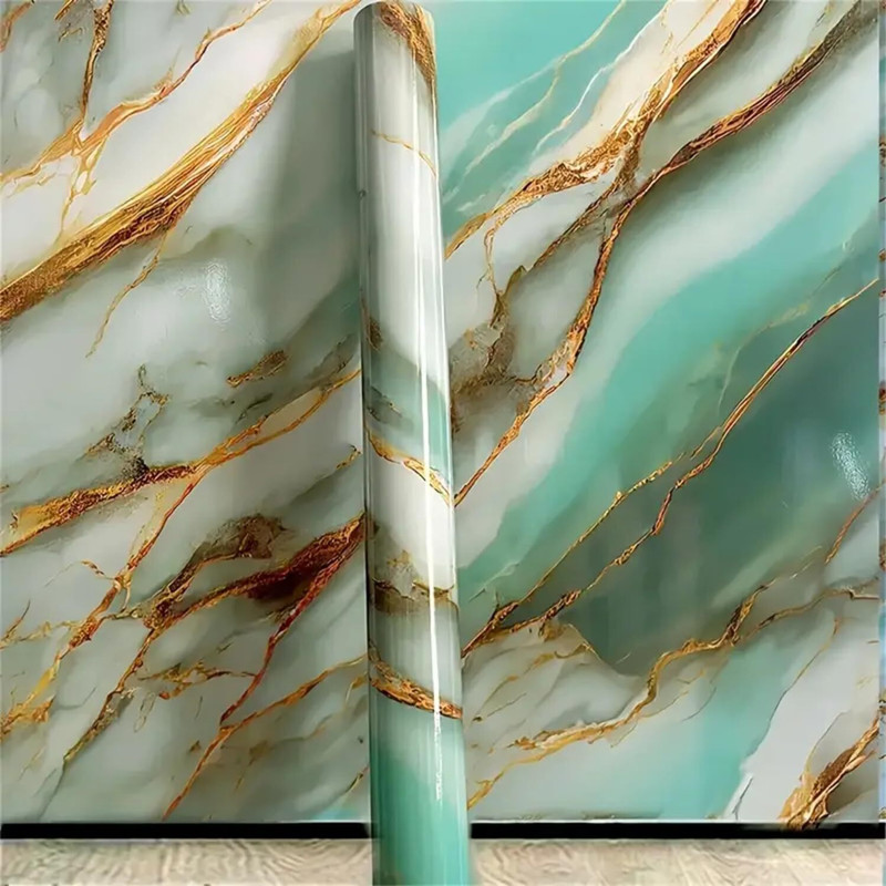 ISHIV CREATION 200 cm x 60 cm Waterproof Abstract Vinyl Wallpaper(Gold)