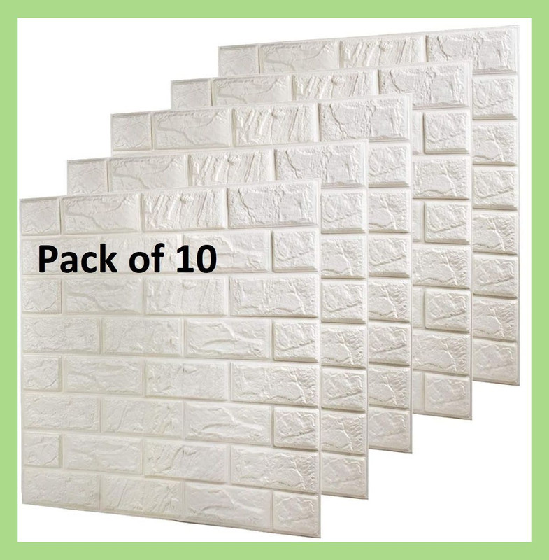 GRABITOZ 10 cm x 5 cm Decorative Vinyl Wallpaper(White, Pack of 10)