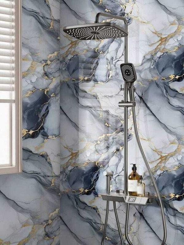 Dhvaj Enterprise 200 cm x 60 cm Waterproof Abstract PVC Wallpaper(Grey)