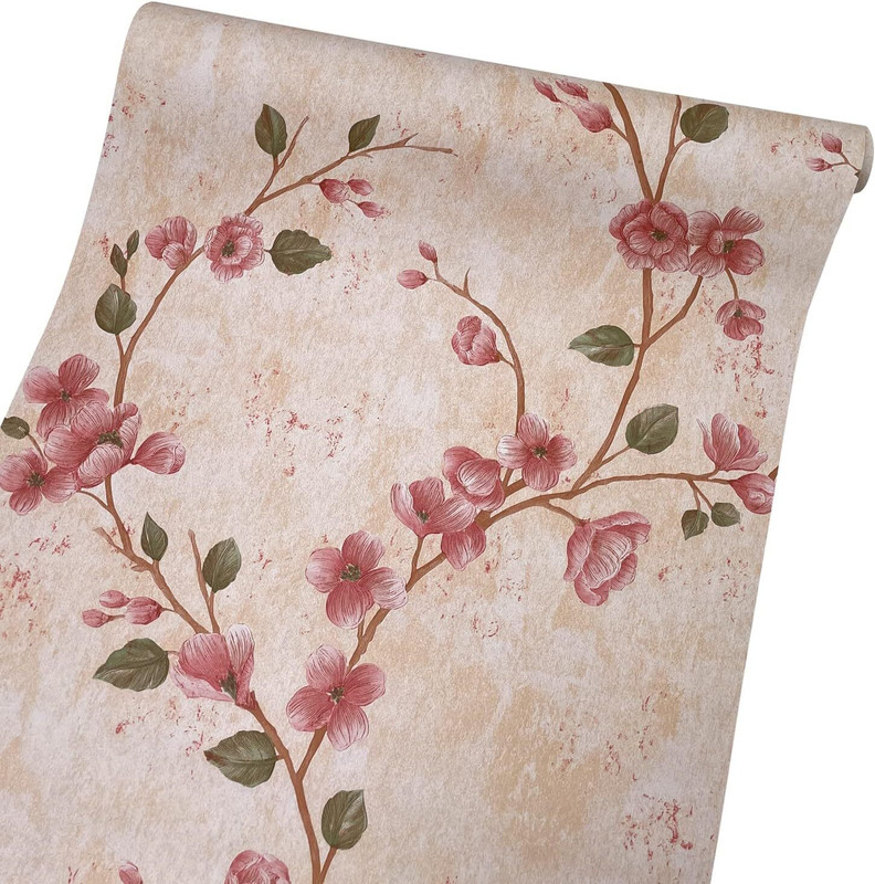 NuWallpaper 45 cm x 300 cm Waterproof Floral & Botanical Vinyl Wallpaper(Beige, Pink)