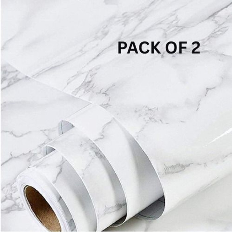 FOIIL VELI 60 cm x 200 cm Waterproof Classics Foils Wallpaper(White, Pack of 2)