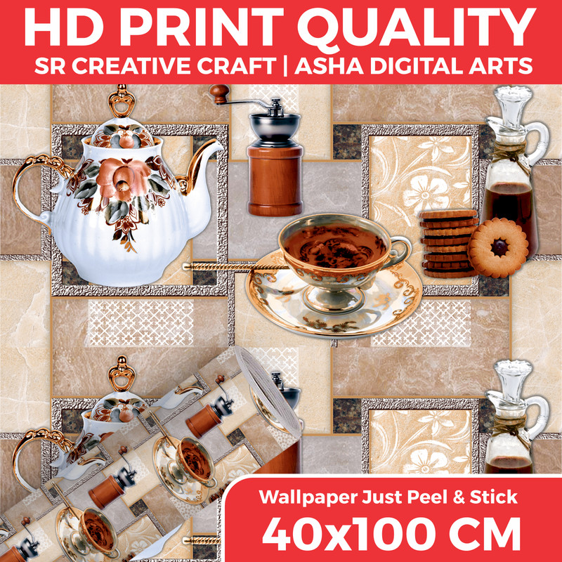 SR CREATIVE CRAFT 100 cm x 40 cm Waterproof Decorative Vinyl Wallpaper(Multicolor)