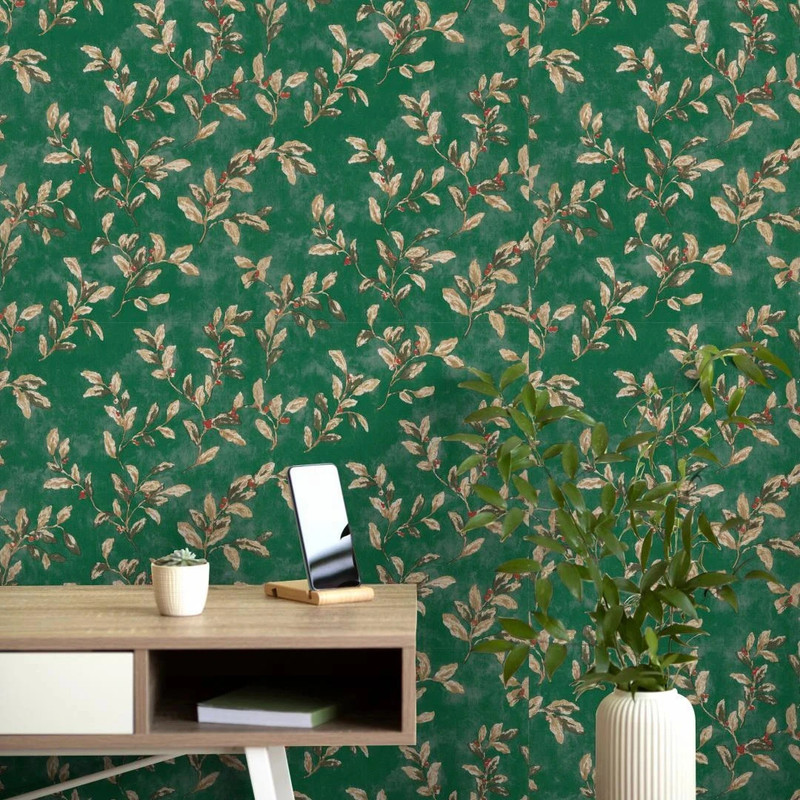 doodad 500 cm x 45 cm Waterproof Floral & Botanical Vinyl Wallpaper(Green)