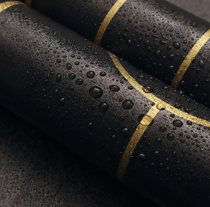 BLISSBORN 45 cm x 300 cm Waterproof Decorative Foils Wallpaper(Black, Gold)