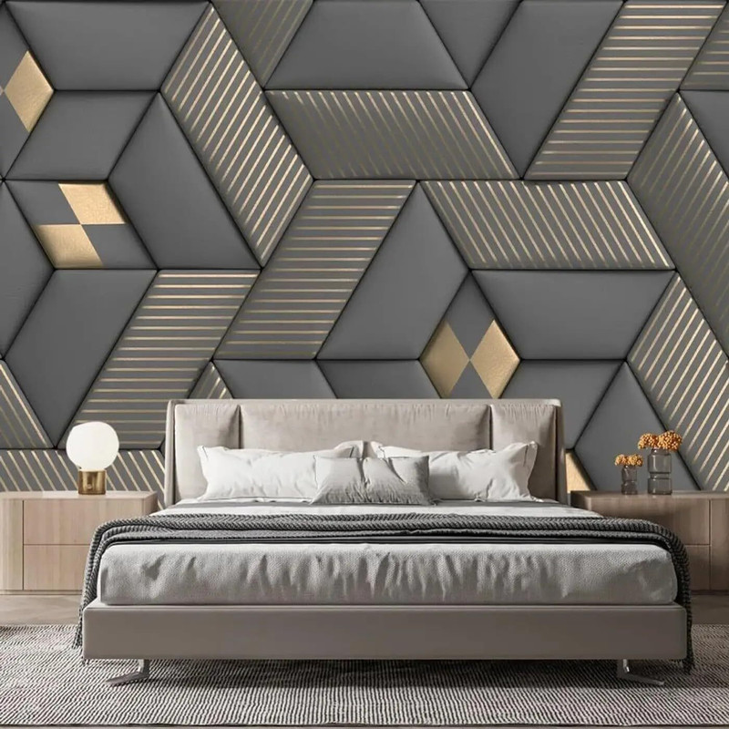 ADVOLKEN 250 cm x 45 cm Waterproof Abstract Vinyl Wallpaper(Grey, Gold)