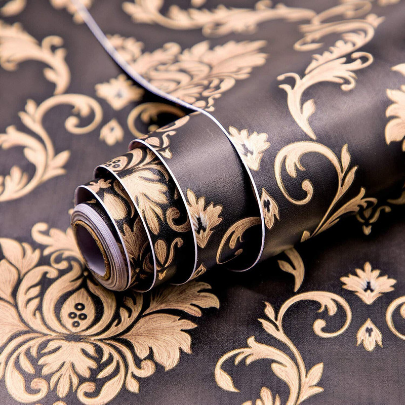 FOKRIM 300 cm x 45 cm Waterproof Decorative Vinyl Wallpaper(Brown)