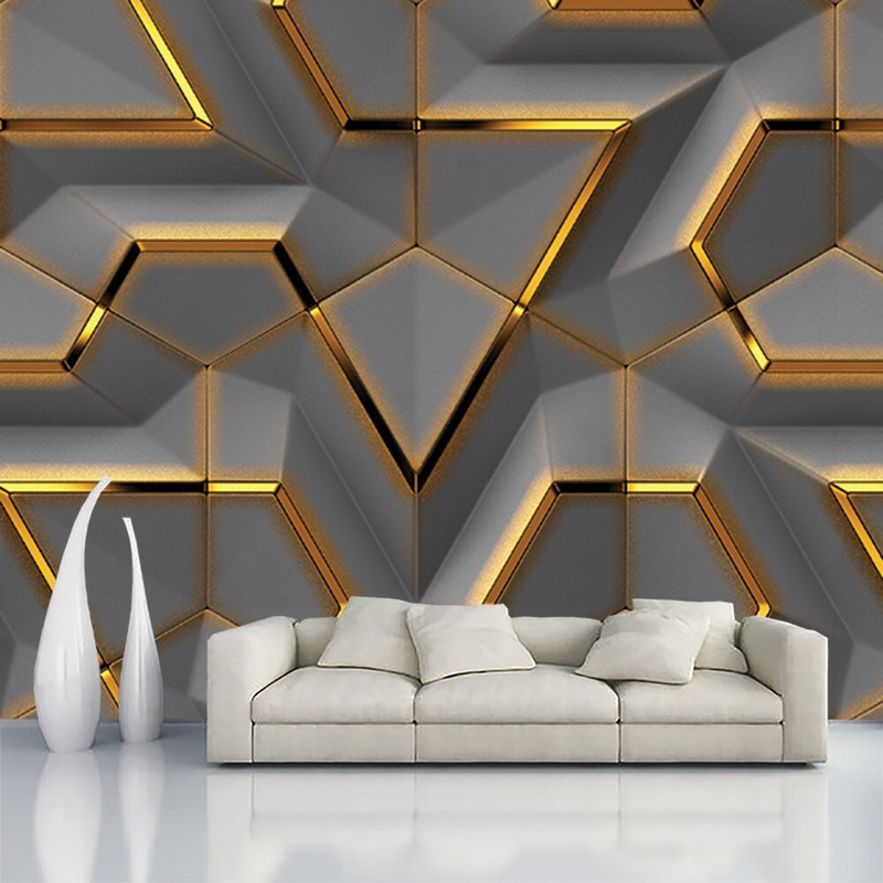 UISSPRODUCT 245 cm x 40 cm Waterproof Decorative Vinyl Wallpaper(Grey, Gold)