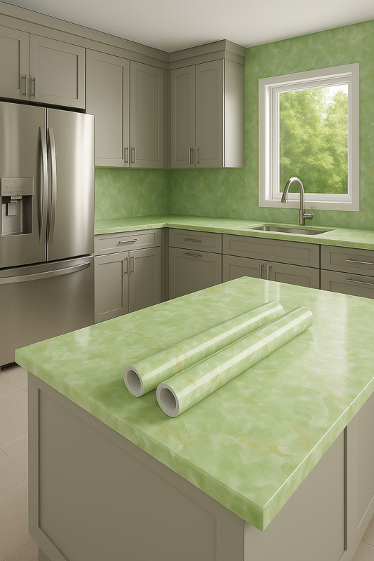 Floppy 60 cm x 200 cm Waterproof Decorative Vinyl Wallpaper(Green, Pack of 2)