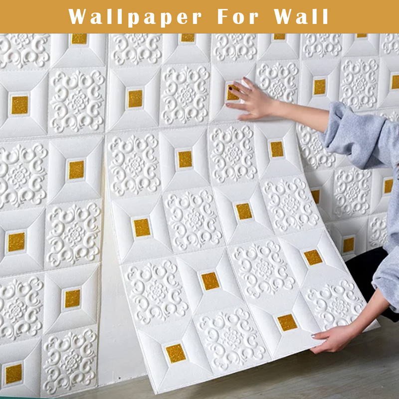 Peijinsart 70 cm x 70 cm Waterproof Decorative Vinyl Wallpaper(White)
