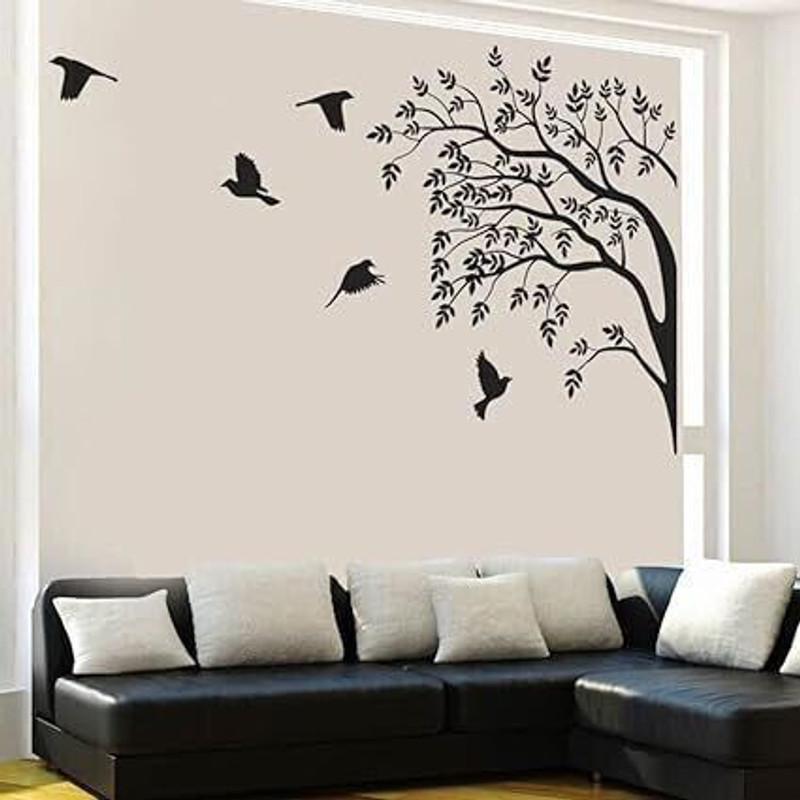Wolpin 90 cm x 60 cm Waterproof Nature PVC Wallpaper(Black)