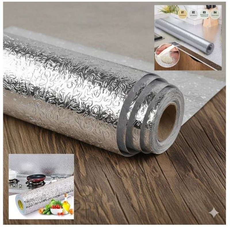 FINNEST 200 cm x 60 cm Waterproof Decorative Vinyl Wallpaper(Silver)