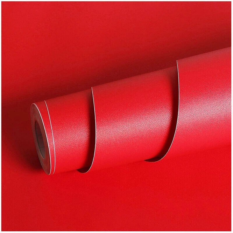 Whisq 500 cm x 40 cm Waterproof Decorative Vinyl Wallpaper(Red)