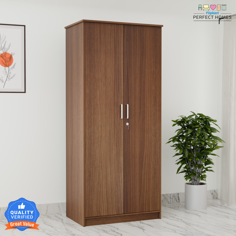 Flipkart Perfect Homes Julian Engineered Wood 2 Door Wardrobe(Finish Color - Melamine SP Walnut SIB, Knock Down) - 56% off at DetectaDeal