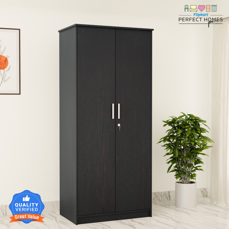 Flipkart Perfect Homes Julian Engineered Wood 2 Door Wardrobe(Finish Color - Melamine CP Wenge SIB, Knock Down)