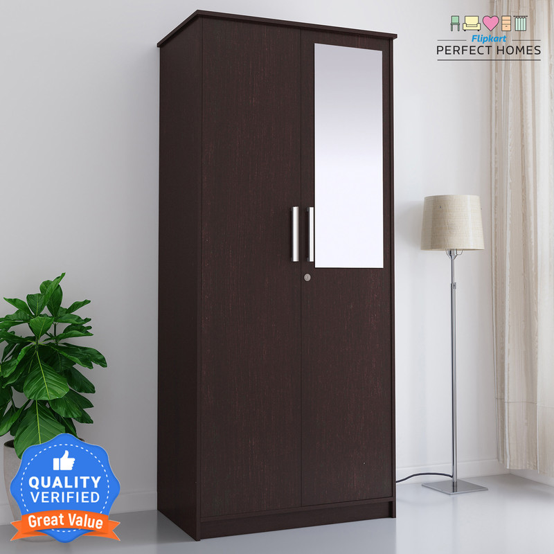 Flipkart Perfect Homes Julian Engineered Wood 2 Door Wardrobe(Finish Color - Melamine Wenge SIB, Mirror Included, Knock Down) - 54% off at DetectaDeal