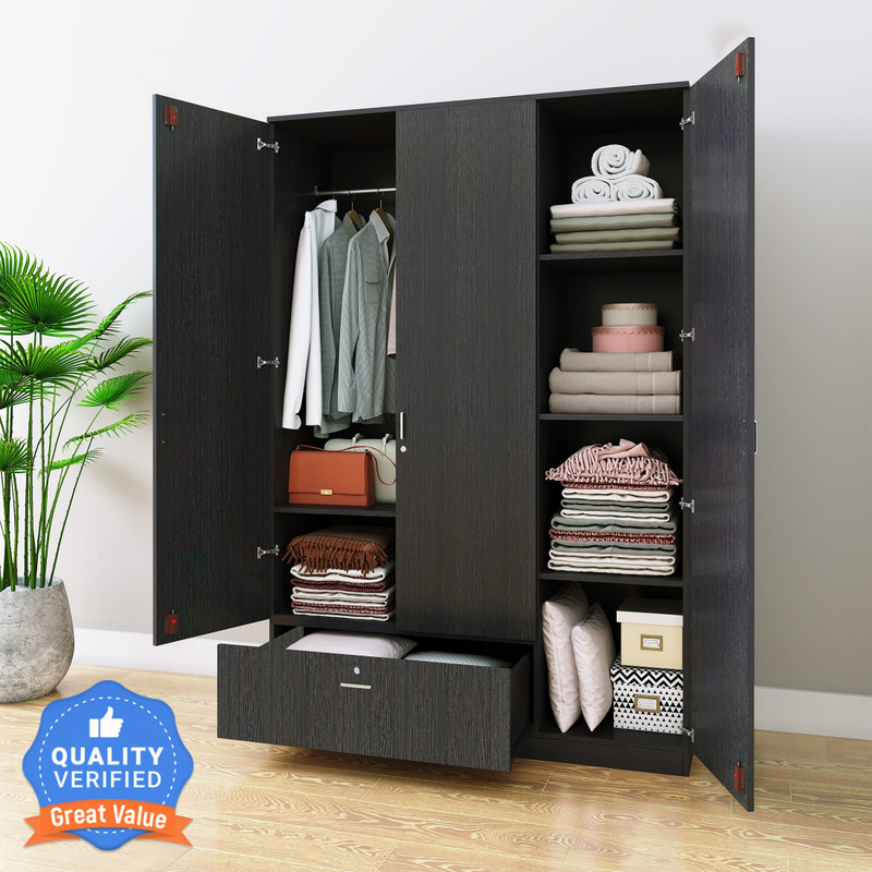 Flipkart Perfect Homes Andes Engineered Wood 3 Door Wardrobe(Finish Color - Chocolate Wenge, Knock Down)
