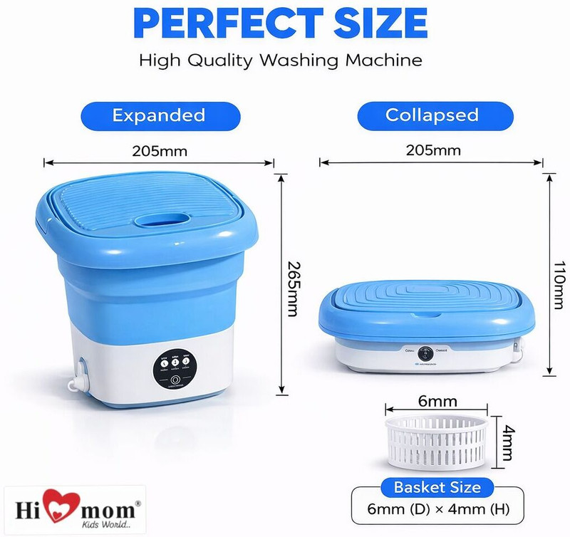 HI MOM Foldable Mini Washing Machine Bucket Washer Dryer with Modes Washing Machine Door Hinge