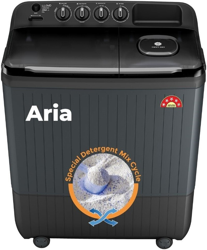VW 7.5 kg Semi Automatic Top Load Washing Machine Black, Grey(AquaSpin0075P)