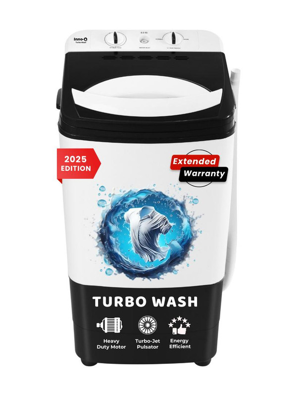 InnoQ 8.5 kg | Turbo Wash | Magic Filter | Lint Filter |Bubble Booster | 2025 Edition Washer only Black(85-WASH-WB)