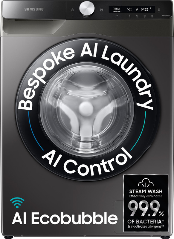 Samsung 8 kg 5 star, AI Control, AI Eco Bubble, Wi-Fi Fully Automatic Front Load Washing Machine with In-built Heater Black, Grey(WW80T504DAX1TL)