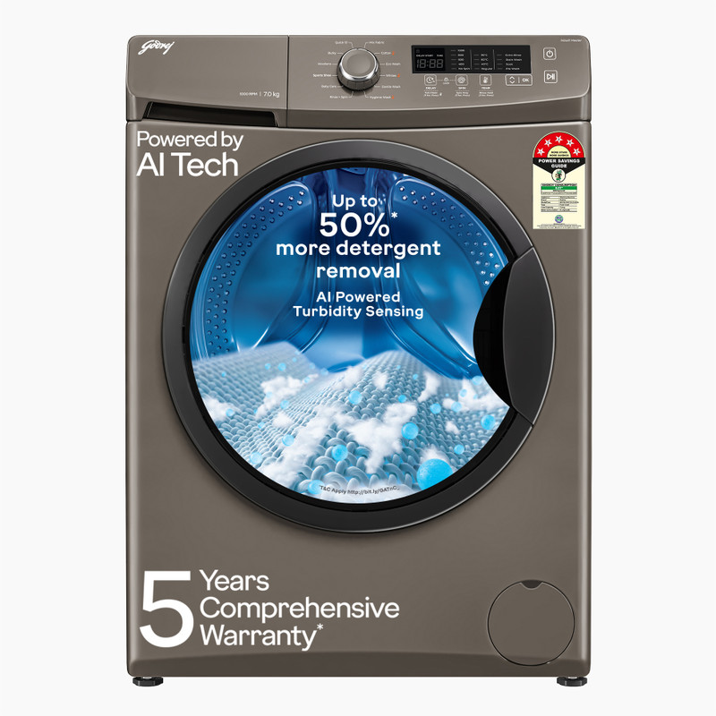 Godrej 7 kg Fully Automatic Front Load Washing Machine with In-built Heater Grey(WFEON CRS 7010 5.0 FKEDME CNGR)