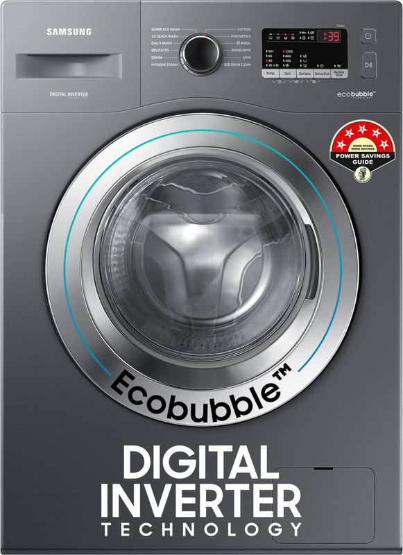 Samsung 7 kg 5 star, EcoBubble Technology, Hygiene Steam Digital Inverter Fully Automatic Front Load Washing Machine with In-built Heater Grey(WW70R22EK0X/TL)