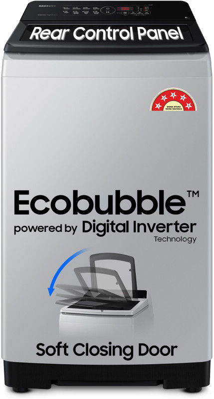 Samsung 8 kg 5 star, Ecobubble, Soft Closing Door, Digital Inverter Fully Automatic Top Load Washing Machine Grey(WA80BG4441BGTL,WA80BG4441BG)