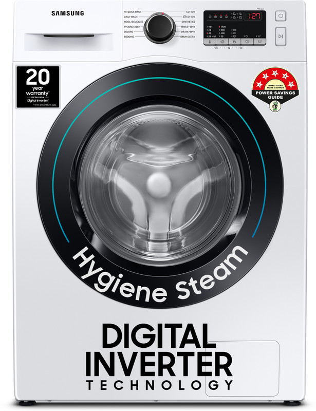 SAMSUNG 8 kg 5 Star, Inverter, Hygiene Steam Digital Inverter Fully Automatic...
