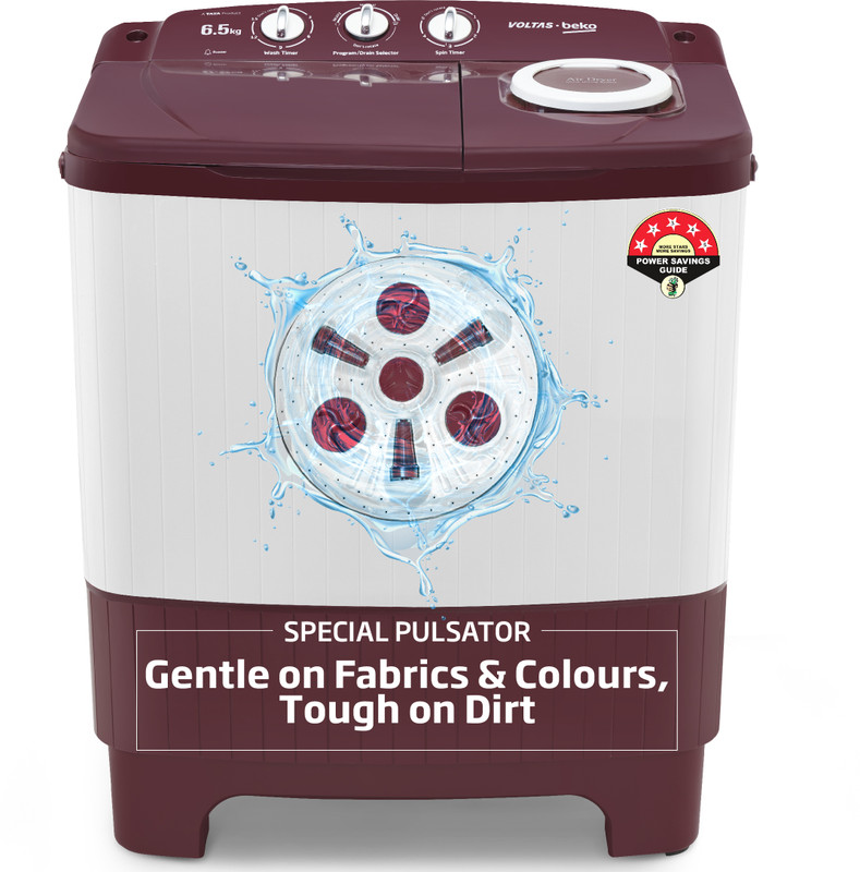 Voltas Beko 6 kg Semi Automatic Top Load Washing Machine Maroon, White(WTT60UNX/OK3R0R0W01)