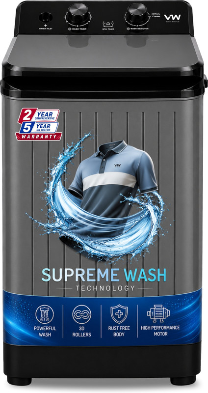 VW 8.5 kg Semi-Automatic Top Load Washer only Grey(V8 SupremeWash)