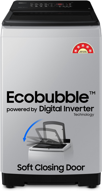 Samsung 8 kg 5 star, Ecobubble, Soft Closing Door, Digital Inverter Fully Automatic Top Load Washing Machine Grey(WA80BG4441BGTL,WA80BG4441BG)