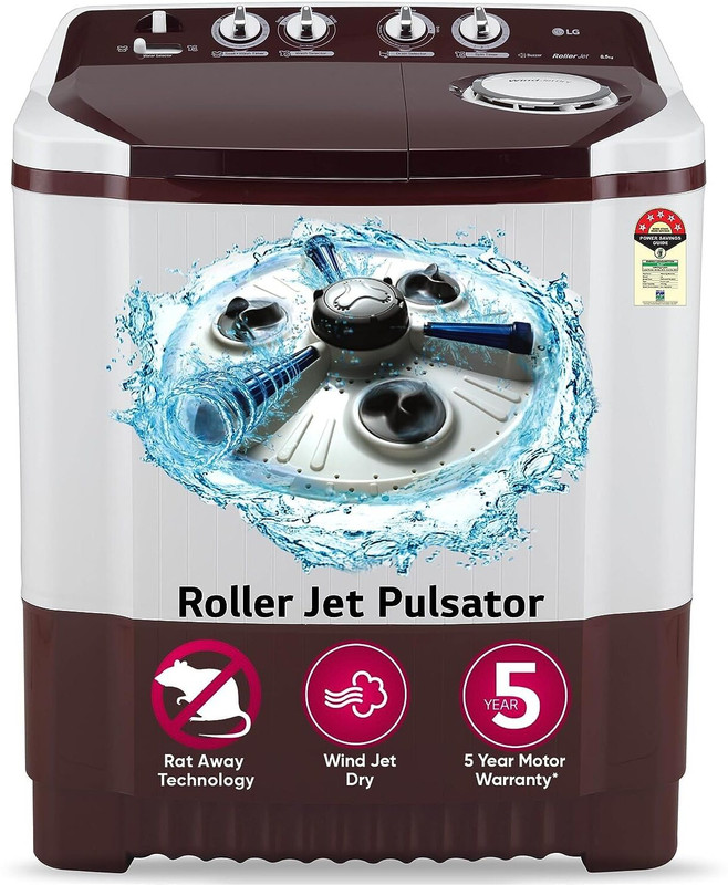 LG 8 kg Semi Automatic Top Load Washing Machine White, Maroon(P8030SRAZ)
