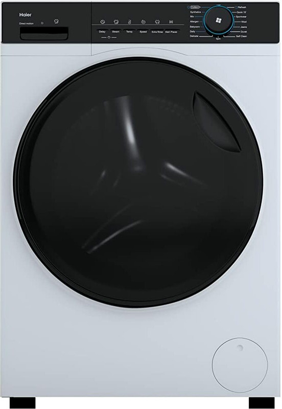Haier 8 kg Fully Automatic Front Load with In-built Heater White (Ice White With Anti Bacterial Technology, HW80-IM12929C)