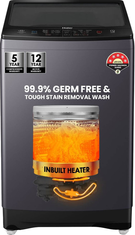 Haier 7.5 kg Fully Automatic Top Load Washing Machine with In-built Heater Black, Grey(HWM75-H826S6)