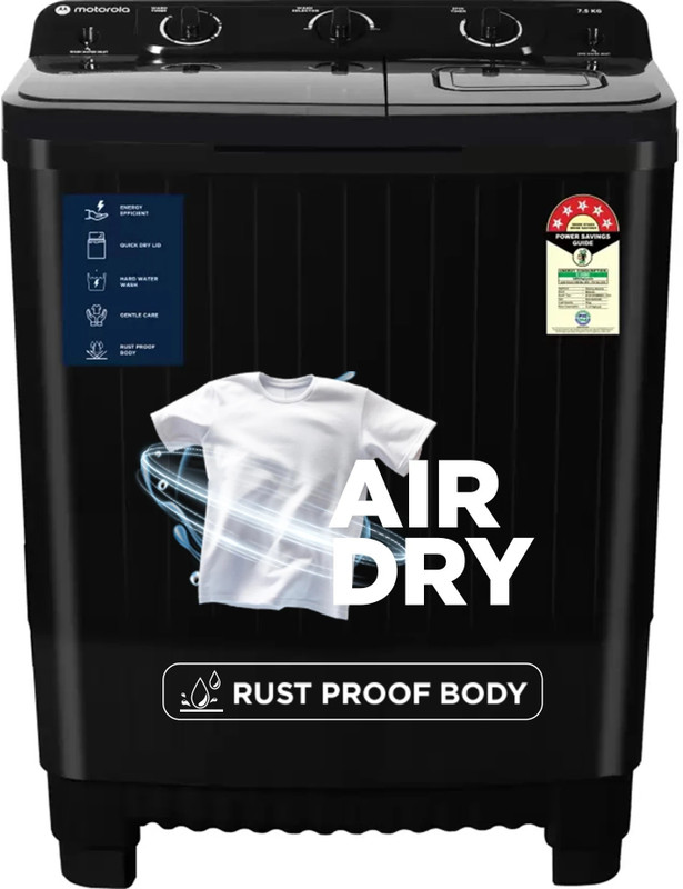 MOTOROLA 10 kg 5 star rating Midnight Series Semi Automatic Top Load Washing Machine Black(MTSA1005NNNDB)
