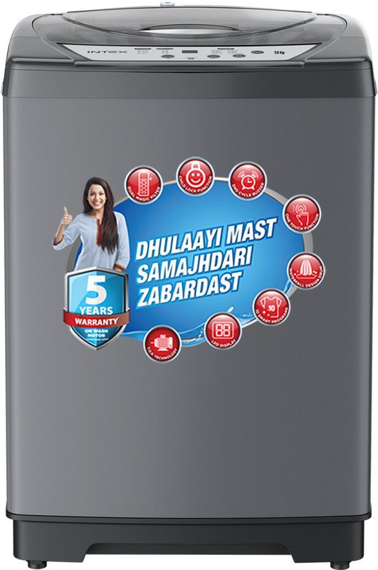 Intex 7.5 kg Fully Automatic Top Load Washing Machine Grey(FA75BGPT)