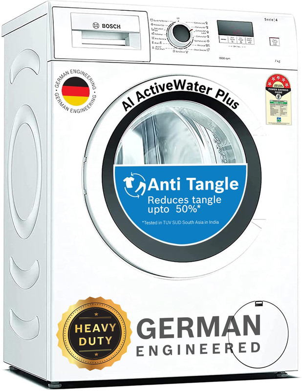 BOSCH 7 kg Drive Motor, Anti Tangle, Anti Vibration Fully Automatic Front Load Washing Machine with In-built Heater White(WAJ2006EIN)
