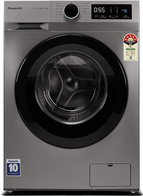Panasonic 6 kg Fully Automatic Front Load with In-built Heater Grey  (NA-106MB3L01)