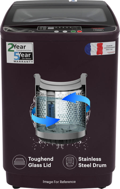 Thomson 7 kg PureWash with Stainless Steel Drum, Magic Filter and Multiple Wash Programs Fully Automatic Top Load Washing Machine Grey(TTL7000S)