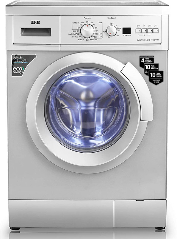 IFB 6.5 kg 5 Star Aqua Energie,Hard Water Wash Fully Automatic Front Load with In-built Heater Silver(Elena SX 6510)