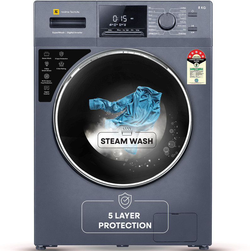 realme TechLife RMFL805NHIJA 8 kg Front load Fully automatic Washing Machine