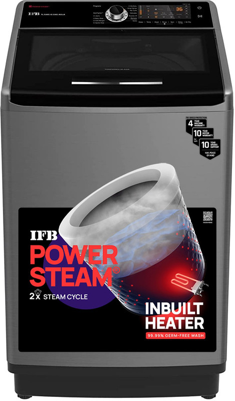 IFB 10 kg Power Dual Steam, Fully Automatic Top Load Washing Machine with In-built Heater Silver(TL-SIBS 10.0KG AQUA)