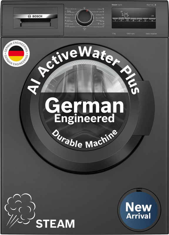 BOSCH 7 kg Fully Automatic Front Load Washing Machine Black, Grey(WAJ24209IN)