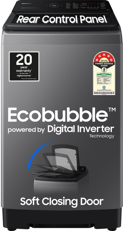 Samsung 9 kg 5 star, Ecobubble, Wi-Fi, Digital Inverter, Fully Automatic Top Load Washing Machine Grey(WA90BG4542BDTL)