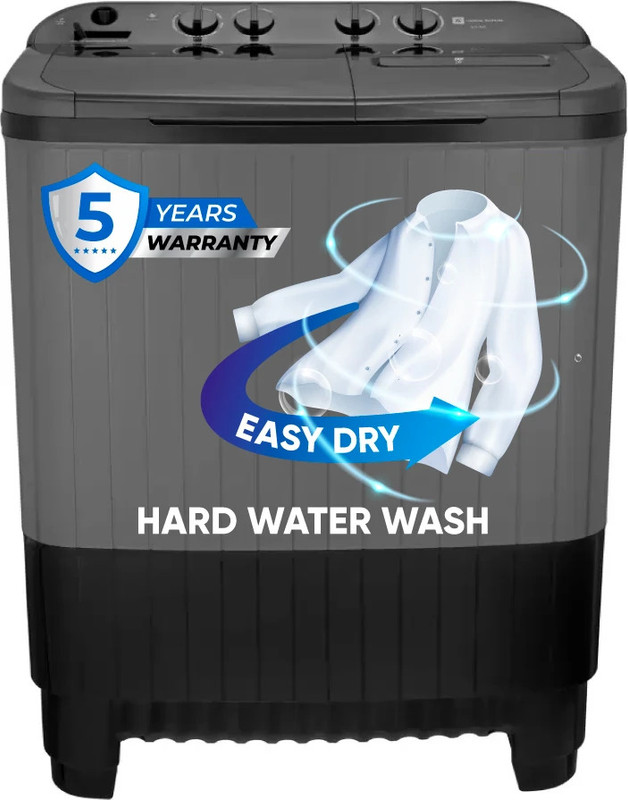 realme TechLife 8.5 kg 5 Star rating Semi Automatic Top Load Washing Machine Grey, Black(RMSA855NNNDG)